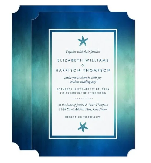 Watercolor Ocean Starfish Beach Wedding