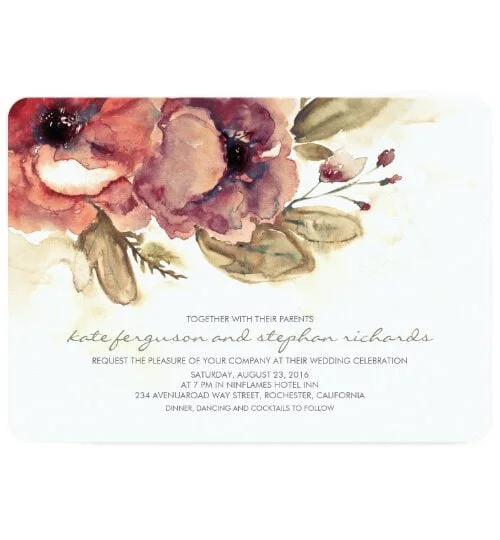 Vintage Watercolor Flowers Wedding Collection