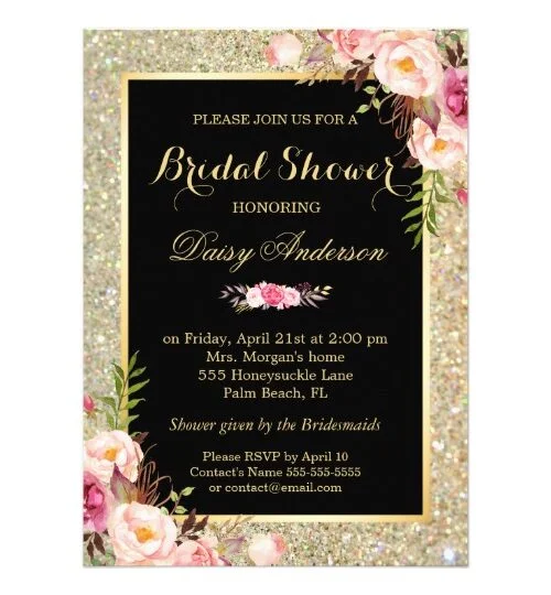 Invitation Suite: Gold Glitter Sparkles Floral