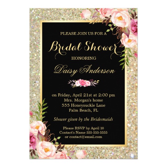 Invitation Suite: Gold Glitter Sparkles Floral
