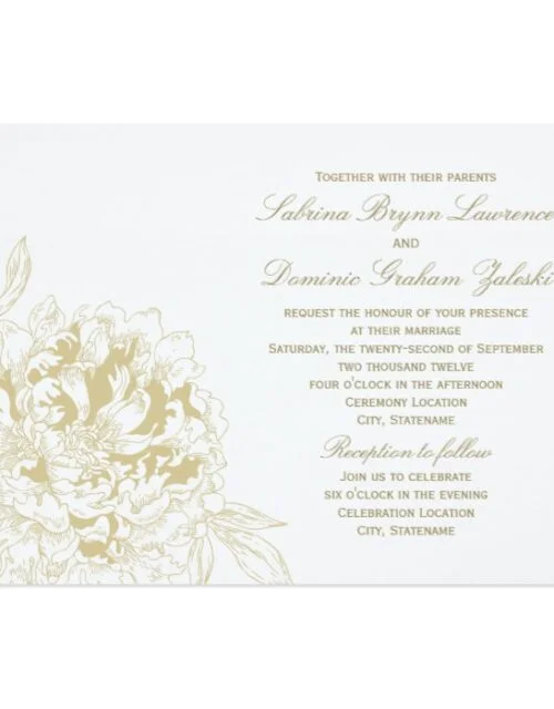 Wedding Collection | Gold Peony Flowers