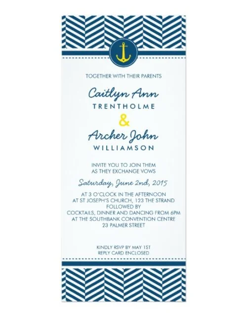 WEDDING | Nautical Anchor monogram navy + yellow