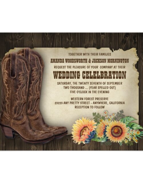 Western Cowboy Boots Sunflower Wedding Suite