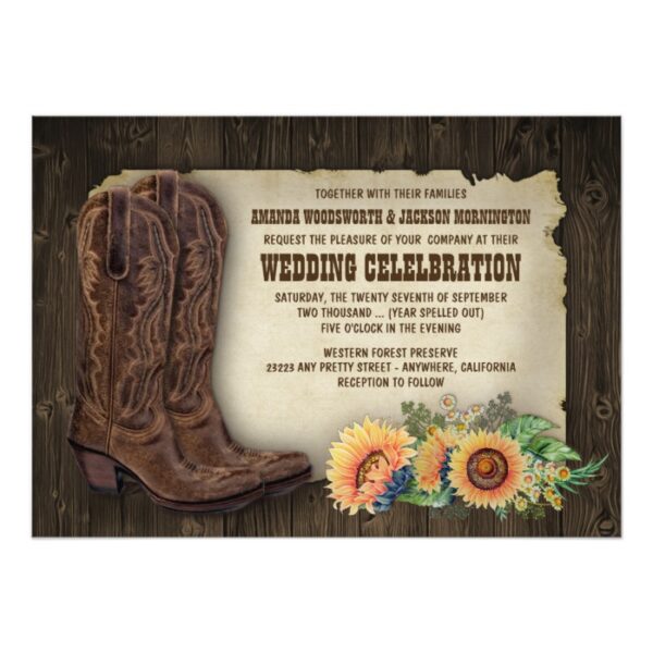 Western Cowboy Boots Sunflower Wedding Suite