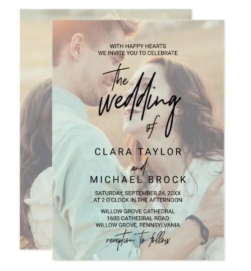 Whimsical Calligraphy Photo Wedding Invitation Set
