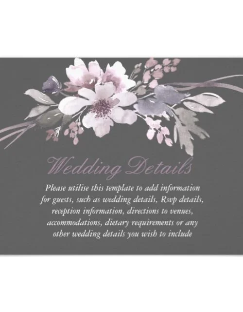 Winter Gray Elegant Floral Wedding Invitation