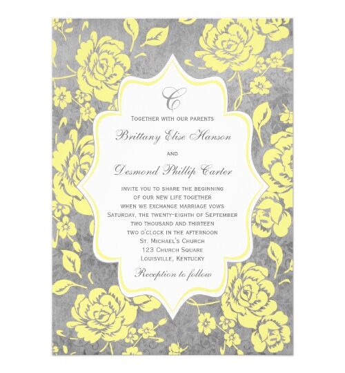 Yellow and Gray Floral Wedding Designs