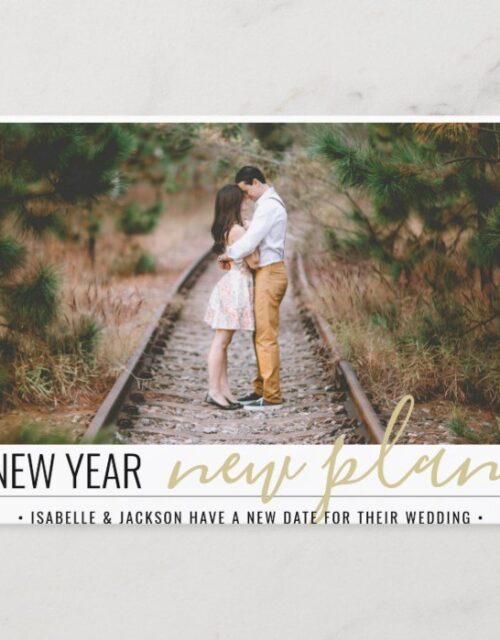 1 Photo Change of Plans Wedding New Years Holiday Announcement Postcard