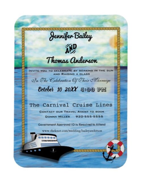 20XX Cruise Ship Watercolor Wedding Invitation Magnet