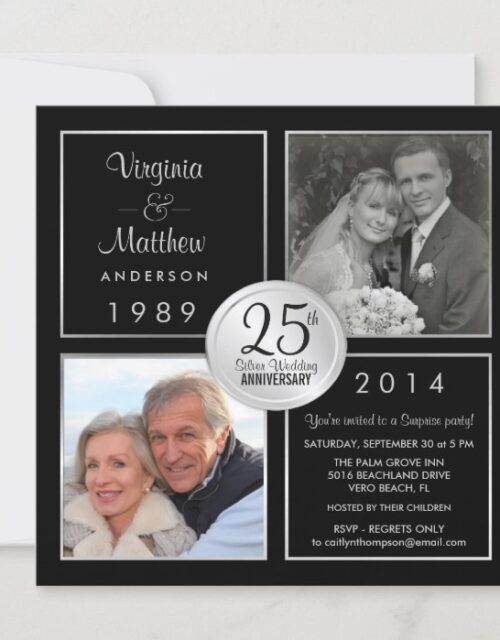 25th Silver Wedding Anniversary Surprise Party Invitation