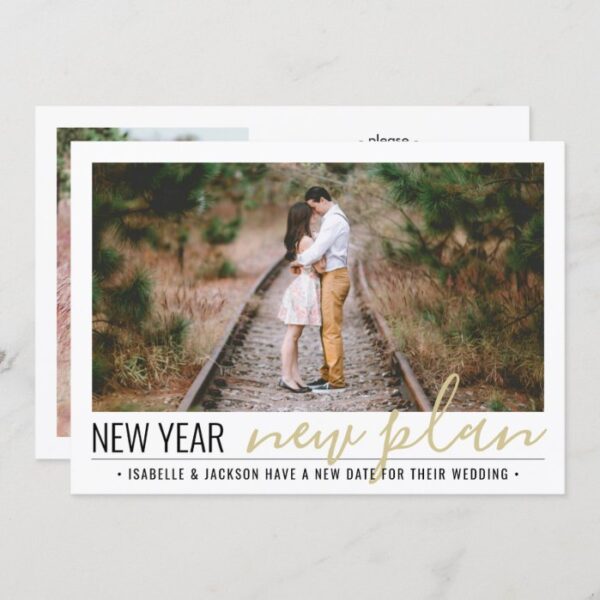 2 Photo Change of Plans Wedding New Years Holiday Save The Date