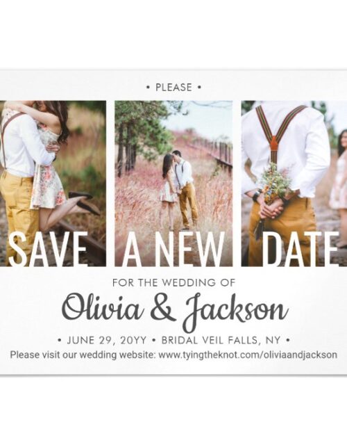 3 Photo Wedding Postpone | Change | Save the Date Magnetic Invitation