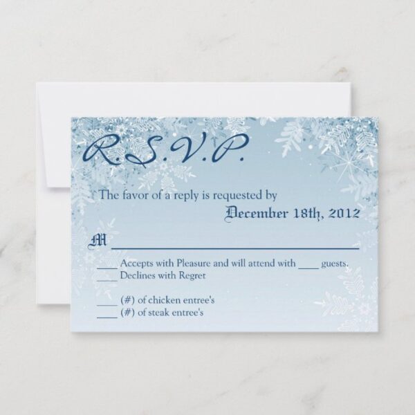 3x5 R.S.V.P. Reply Card Crystal Snowflakes Winter