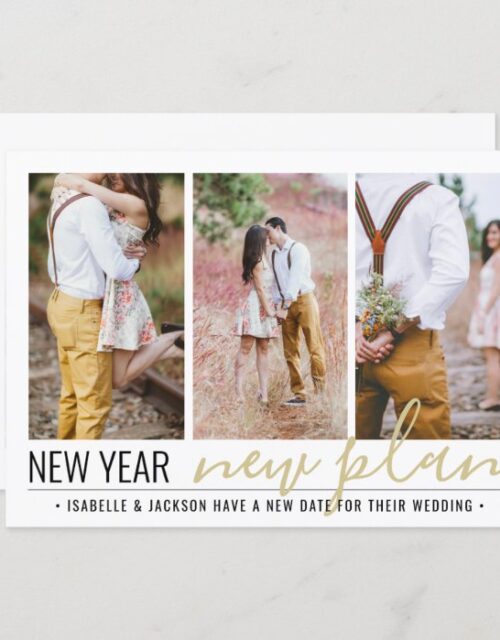 4 Photo Wedding Change of Plans New Years Holiday Save The Date