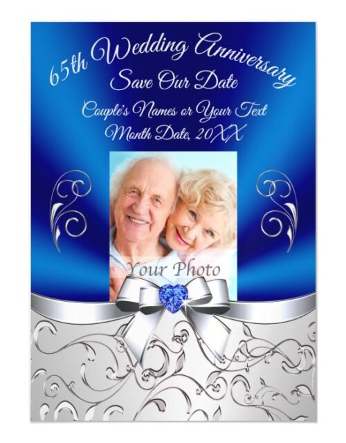 65th Wedding Anniversary Magnetic Save the Dates Magnetic Invitation