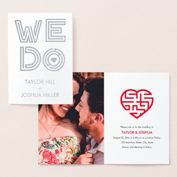 A-maze-ing Love | We Do Maze Heart Wedding Foil Card