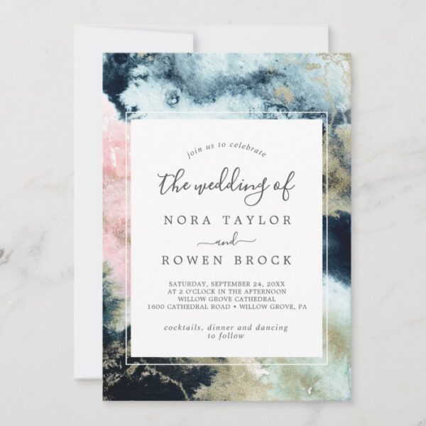Abstract Celestial Watercolor The Wedding Of Invitation