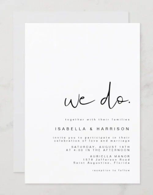 ADELLA - Modern Minimalist Simple Wedding We Do Invitation