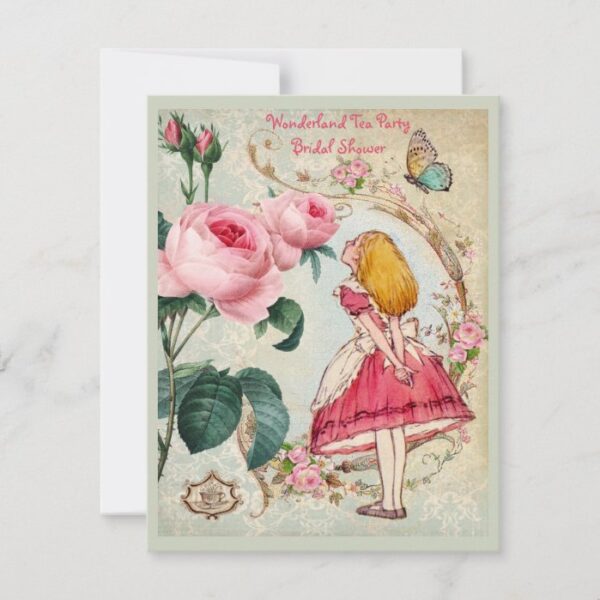 Alice in Wonderland Roses Collage Bridal Shower Invitation