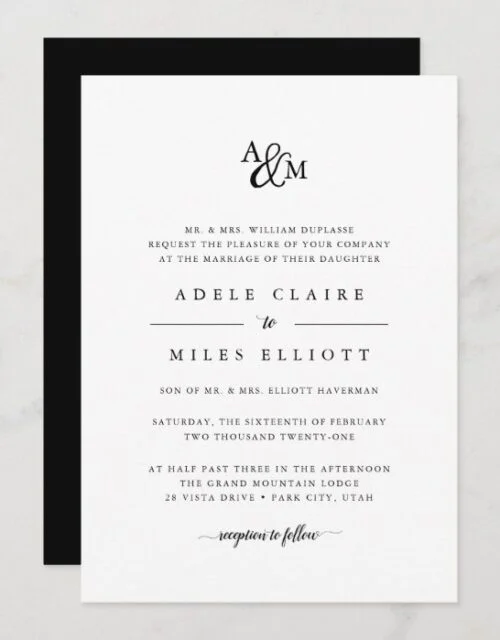 Ampersand Monogram Wedding Invitation