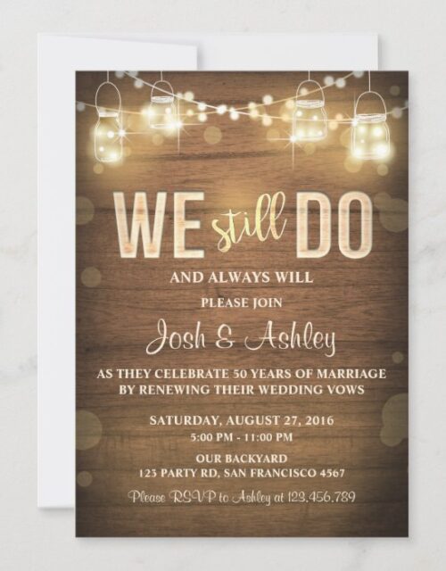 Anniversary invitation Rustic Vow Renewal Party