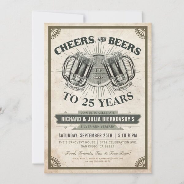 Anniversary Party Invitations | Cheers & Beers