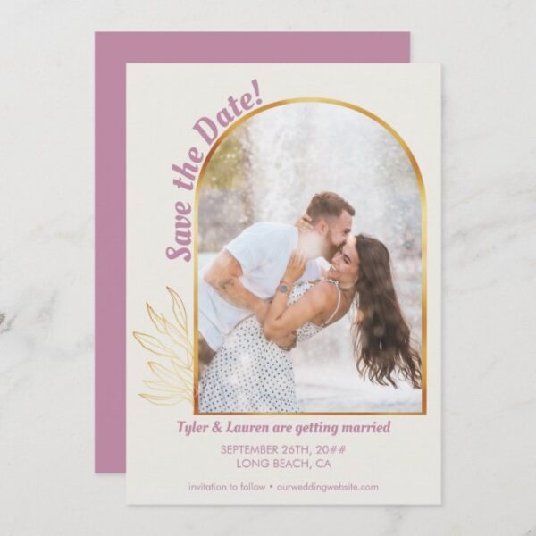 Arch Photo Gold Leaf Dusty Rose Wedding Save The Date