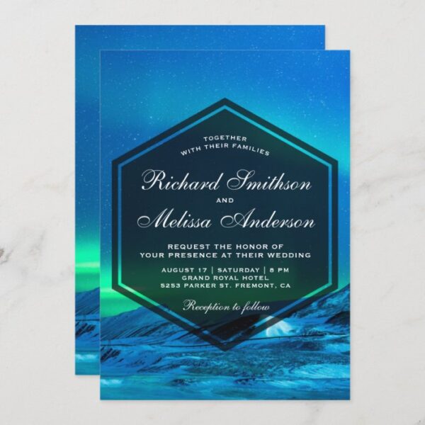 Arctic Aurora Northern Lights Wedding Invitation