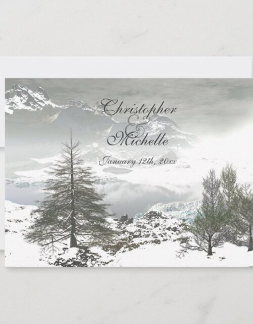 Beautiful Winter Mountain Wedding Invitation