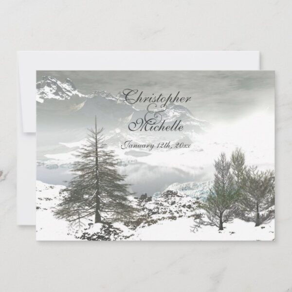 Beautiful Winter Mountain Wedding Invitation