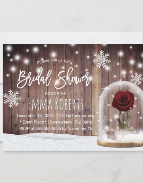 Beauty Rose Dome Rustic Winter Bridal Shower Invitation