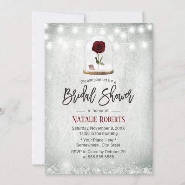 Beauty Rose Dome Winter Floral Bridal Shower Invitation