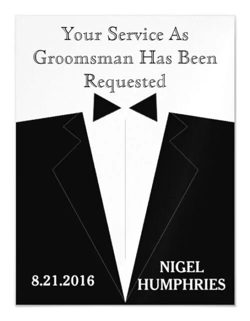 Best Man or Groomsman Reminder Magnetic Invitation
