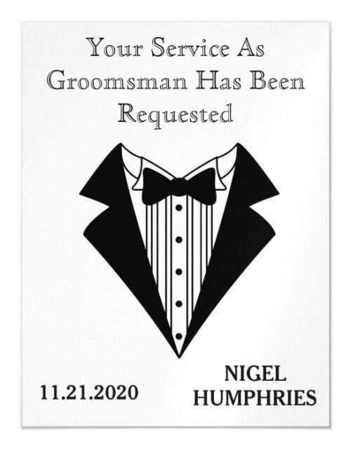 Best Man or Groomsman Reminder Magnetic Invitation
