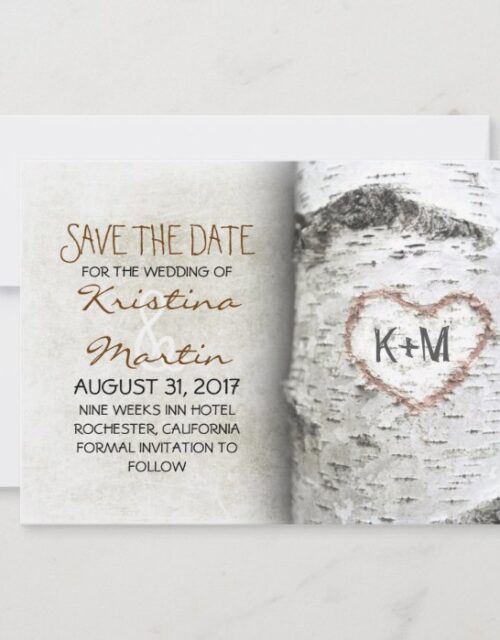Birch Tree Rustic Save The Date Cards