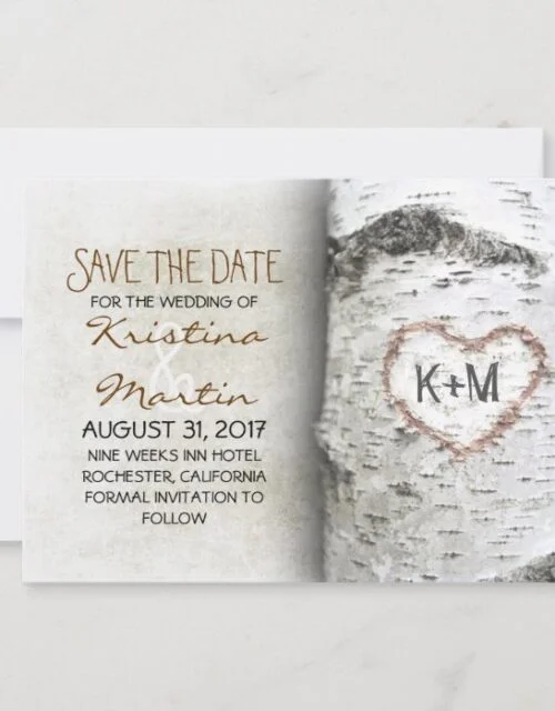 Birch Tree Rustic Save The Date Cards