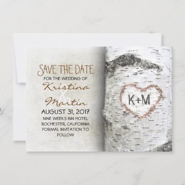 Birch Tree Rustic Save The Date Cards