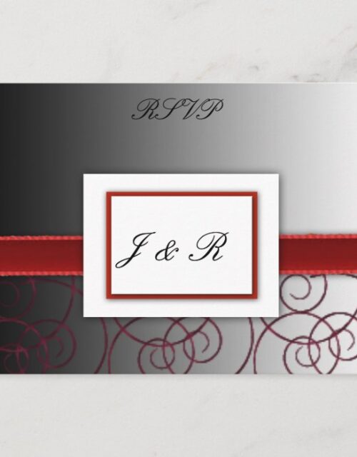 Black  and red graduated wedding set invitation postcard