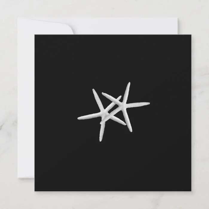 Black and White Starfish Wedding Invitation