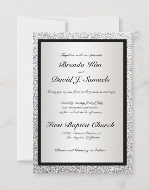 Black Elegant Glitter Wedding Invitation