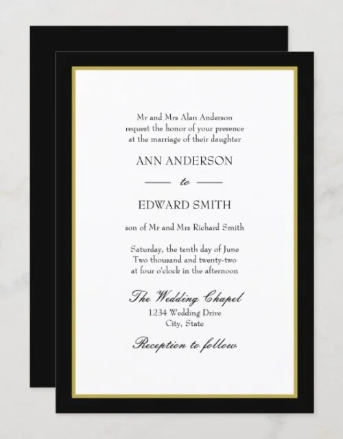 Black Gold Border - Bride Wedding Invitation
