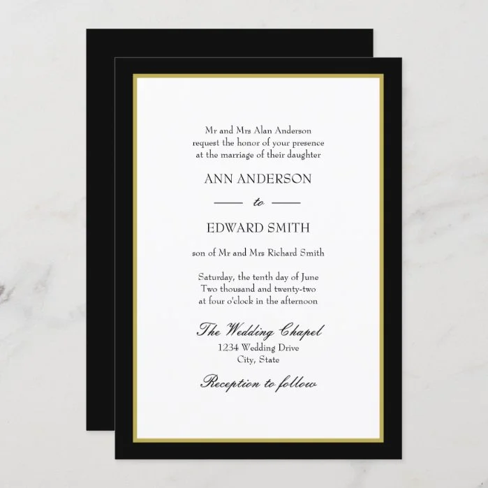 Black Gold Border - Bride Wedding Invitation
