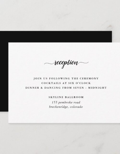 Black & White Calligraphy Reception Card