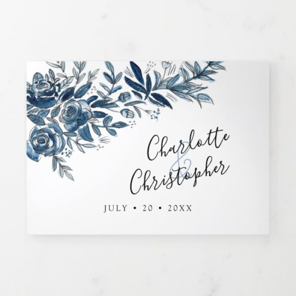 Blue flowers all in one wedding Invitation