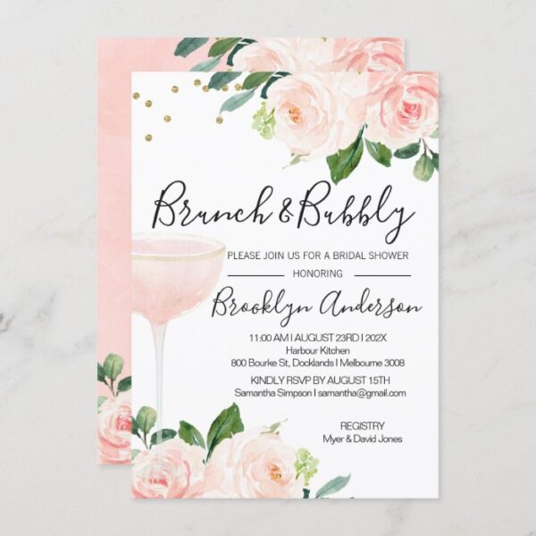 Blush Brunch Champagne Bridal Shower Invitation