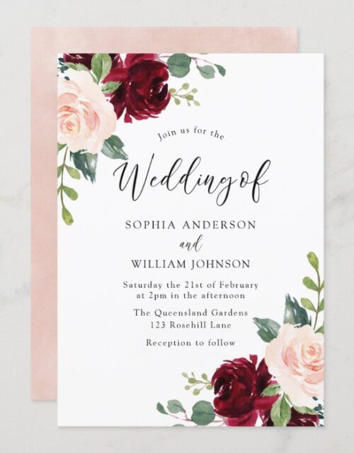 Blush Perfection: Watercolor Floral Wedding Invitation