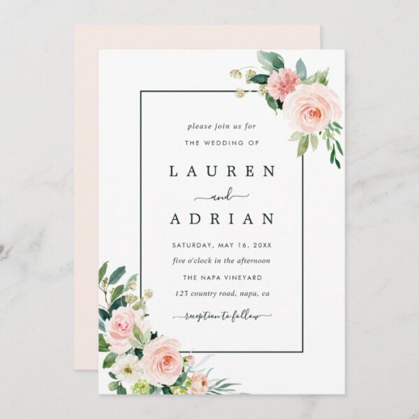 Blush Pink Bloom Wedding Invitation