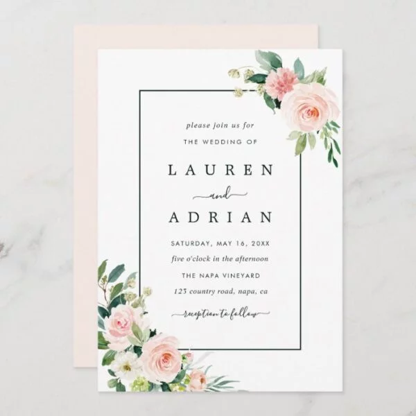 Blush Pink Bloom Wedding Invitation