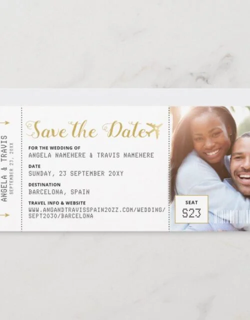 Boarding Pass Destination Photo Save the Date