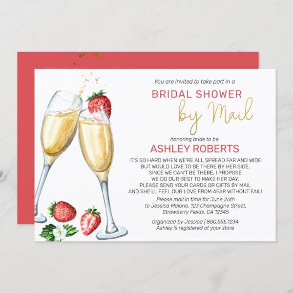 Bridal Shower by Mail - Strawberries Champagne Invitation